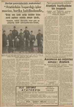  | İ i Bahife 4 AKŞAM Suriye gazetelerinin makaleleri “Atatürkün başardığı işler mucize, harika kabilindendir,, “Birkaç sene