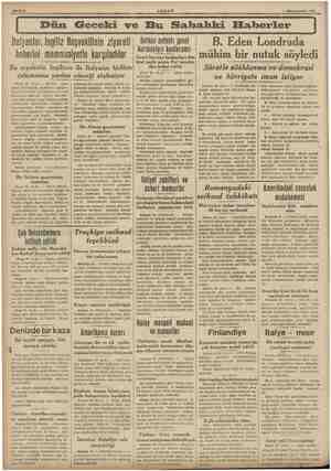  1 Kânunuevvel 1938 Balkan anlantı çel | OB. Eden Londrada kurmayları konferansı | Genel kurmay hatkenleridin mühim bir nutuk