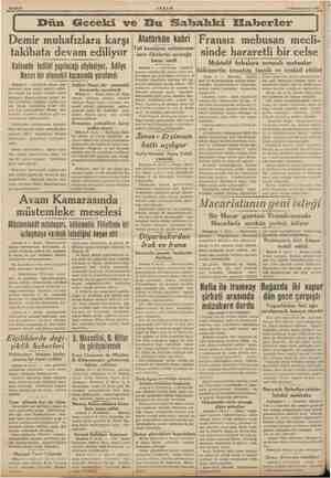    AKŞAM 9 Kânunuevvel 1938 Dün Geceki ve Bu Sahahki Haberler ş Demir muhafızlara karşı | Atatürkün kabri | Fransız mebusan