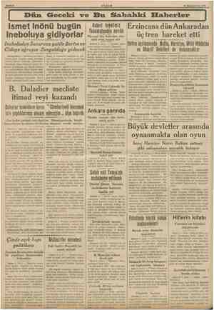  Bahife 2 AKŞAM 10 Kânunuevrel 1933 Dün Geceki ve Bu Sahbahki Eiaberler ismet Inönü bugün Ineboluya gidiyorlar Ineboludan...