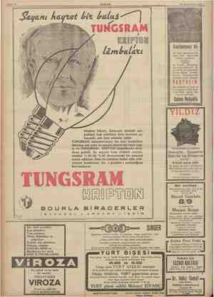       AKŞAM Sayarı ha ret bir buluş“) RE TUNGSRAM KRI PTON lömbaları Ş Kİ Meşhur Edison; filamanlı elektrik am- pulunu icat