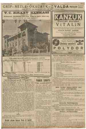  12 Kânunusani 1939 AKŞAM 'GRİP- NEZLE- ÖK SÜRÜK-«- “VALDA pst Sahife 15 Sayesinde kabildir. Hakiki VALDA ismi üzerinde “ısrar