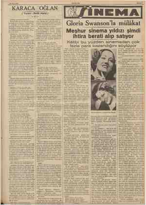    24 Mart 1939 KARACA OĞLAN I Yazan : Refik Halid J BERE Anlatış, canlandırış kudreti: Karaca Oğlanın bir kaç mısra ile çi-