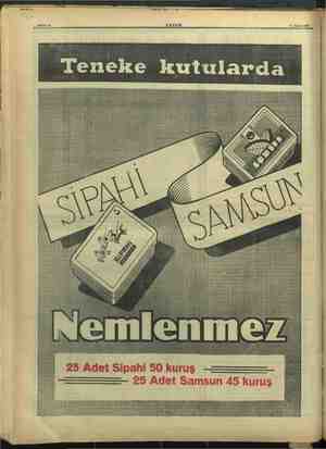  11 Nisan 1939 25 Adet Sipahi 50 kuruş 25 Adet Samsun 45 kuruş  ...