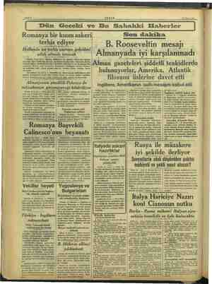    AKŞAM 16 Nisan 1939 Dün Geceki ve Bu Sahbahki Elfaberler Romanya bir kısım askeri| terhis ediyor Hollanda ise terhis zamanı