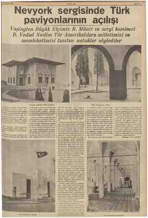  16 Mayıs 1939 AKŞAM i Nev Bahife 9 york sergisinde Türk paviyonlarının açılışı Vaşington Büyük Elçimiz B. Münir ve sergi...