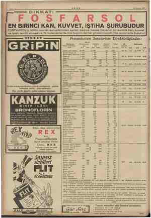  er pi ayr , 19 Ha; 1939 ziran FOSFARSOL EN BiRiNCİ KAN, KUVVET, iŞTiİHA ŞURUBUDUR FOSFARSOL'u, bütün kuvvet şuruplarından...