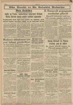    BE TENTE gm ME EĞ SAYA EKŞAM 21 Temmuz 1959 Son dakika Ingiliz ve Fransız bombardıman tayyareleri Afrikada Büyük Sahrada