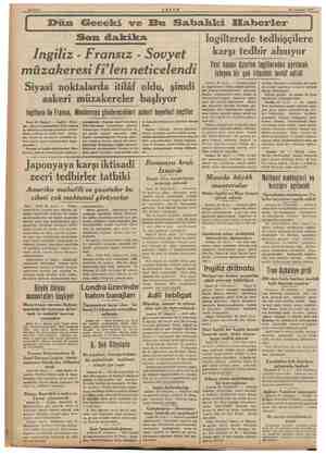    29 Temmuz 1959 aa Dün Geceki ve Bu Sahahki Elaberler Son dakika İngiliz - Fransız - Sovyet | müzakeresi fi'len neticelendi