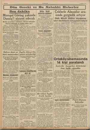    ; Sahife 2 AKŞAM 1 Ağustos 1939 e Dün Geceki ve Bu Sabahki Efaberler Son dakika Mareşal Göring yakında Danzig'i ziyaret...
