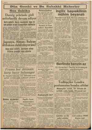  Kg e e 5 Ağustos 1939 am Dün Geceki ve Bu Sabahki Elfaberler Son dakika Danzig şehrinde gizli - seferberlik devam ediyor...