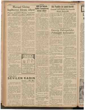  AKŞAM Kal Mareşal Göring İngiltereye hücum ediyor Fransız gazeteleri Danzig vaziyetin” deki süküneti muvakkat addediyorlar