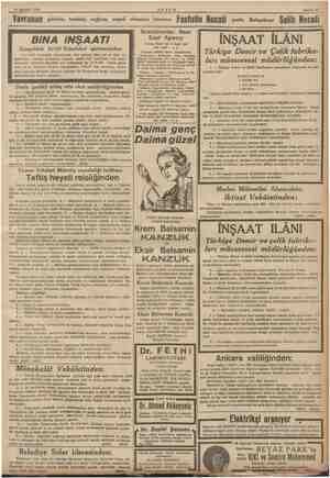    AKŞAM 10 Ağustso 1939 manunamı BINA INŞAATI Zonguldak Ereğli Kömürleri işletmesinden: 30/7/939 tarihinde münakasası ilâ...