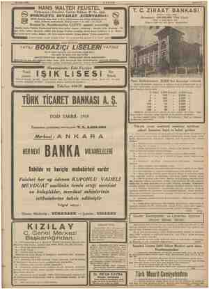    AKŞAM Sahife 11 mama T.C. ZiRAAT BANKASI Kuruluş tarihi; 188$ 100.000.000 Türk Lirası Şube ve ajans adedi: 262 Zirai ve...