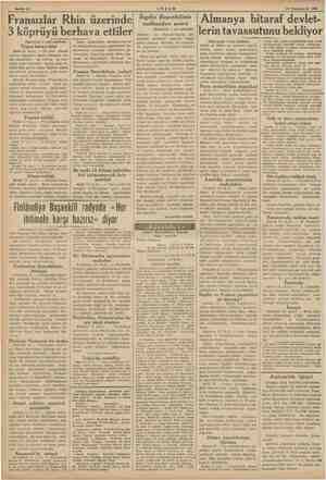  AKŞAM 14 Tegrinlevmet 1900 Fransızlar Rhin üzerinde 3 köprüyü berhava ettiler! ..... ç yoruz.» (Baştarafı 1 inci sahifede)