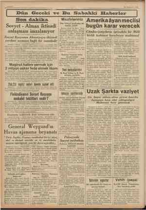  Sahife 2 23 'Teşrinlevvel 1939 Dün Geceki ve Bu Sabahki Elaberler Son dakika - Sovyet - Alman iktisadi anlaşması imzalanıyor