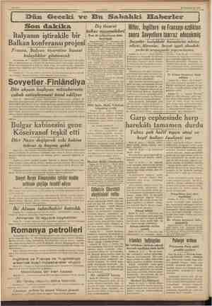  24 Teşriniciyel 1939 sama ——a) Dün Geceki ve Bu Sabahki Haberler Hitler, İngiltere ve Fransayı ezdikten sonra Sovyetlere...