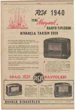  Sahife 8 | RA 1940 YENi Teşrinievvel 1939 4 RADYO TiPLERİNİ KIVANÇLA TAKDiM EDER Her keseye uygun muhtelif çeşit radyo lüzum