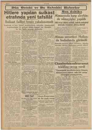  Dün Geceki ve Bu Sabahki Haberler | Son dakika Almanyada harp aleyhin- Hitlere yapılan suikast etrafında yeni tafsilât...