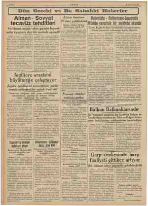  Dün Geceki ve Bu Sabahki Haberler Hohenlohe - Rothermere davasında (Hitlerin yaverinin bir mektubu okundu Yaver, İngiliz...