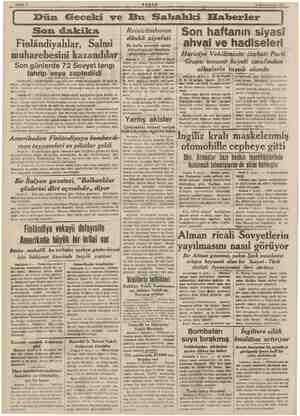  6 Kânunucvwel 1930 Geceki ve Bu Sakhahki Elaberler Son haftanın siyasi ahval ve hadiseleri Hariciye Vekilimizin izahatı Parti