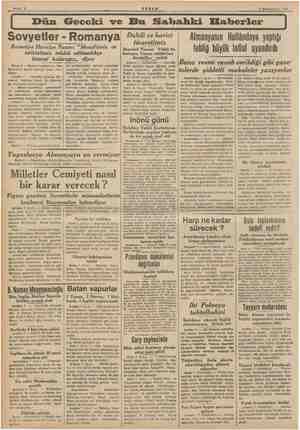     m © KEŞAM $ Kânunuevvel 1959 Dün Geceki ve Bu Sakbahki Haberler - Sovyetler - Romanya Romanya Hariciye Nazırı:...
