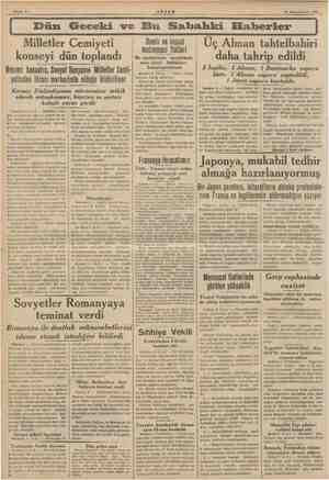    « kerelere esas teşkil etmek üzere, kon- Sahife 2 AKŞAM 10 Künunuevwel 1939. Dün Geceki ve Bu Sabahki Haberler Milletler