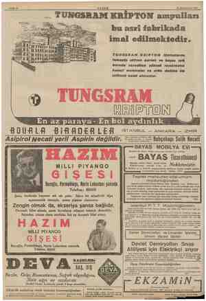  Bahife 12 AKŞAM 24 Kânunusani 1940 . TUNGSRAM KRİPTON ampulları bu asri fabrikada imal edilmektedir. TUNGSRAM KRIPTON...