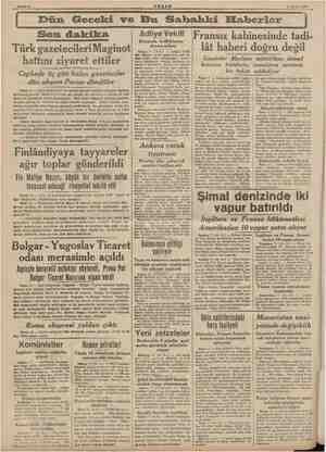    Sahife 2 ZEŞAM Dün Geceki ve Bu Sabahki Haberler 12 Şubat 1940 ann Son dakika Türk gazetecileri Maginot hattını ziyaret...