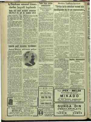     N Ii anka 1939 senesi darlar heyeti toplandı muamolatı neticesinde B 930,278,22 lira saf kâr tahakkuk ettirdi Ankara 28