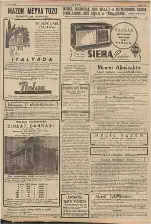  13 Nisan 1940 MAZON MEYVA TUZU Müferrin ve mildevidir BU SENE DAHİ, İTALYA'da İTALYA, dima bütün dünya Tu- ristleri...