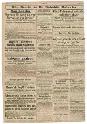  Sahife 2 30 Nisan 1940 Dün Geceki ve Bu Sabahki Efaberler Son dakika Norveçe iki taraf da yeni kuvvetler gönderiyor Bir...