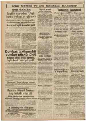  Sahife 2 1 Mayıs 1940 Dün Geceki ve Bu Sabahki Elfaberler Son dakika Ingiliz vapurları Ümit burnu yolundan gidecek İtalyanın