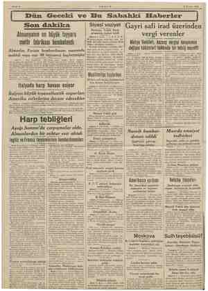    AKŞAM 5 Haziran 1940 a Dün Geceki ve Bu Sakhahki Haberler Son dakika Almanyanın en büyük tayyare motör fabrikası bombalandı