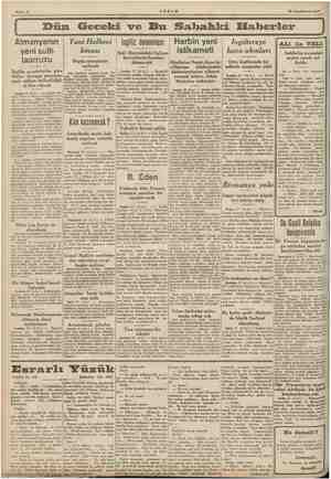  Sahife 2 Almanyanın yeni sulh taarruzu İngiliz gazetelerine göre Hitler Avrupa meselele- rinin sulhen halledildiği- ni ilân