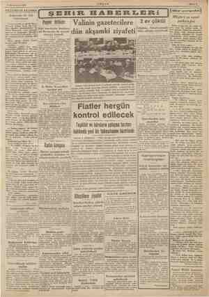  5 Kânünusani 1941 Ankarada bir ilim münakaşasi işliyen bekliyen EHiR HABERELEESİ Valinin gazetecilere akşamki Peynir ihtikârı