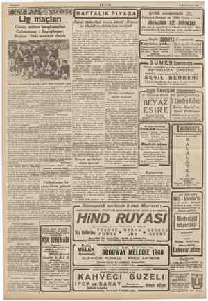  ARŞAM 18 Kânunusani 1941 Günün mühim karşılaşmaları Galatasaray - Beyoğluspor, mana “e mii o ei karşısında alacağı netice...