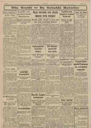  Sahife 2 AKŞAM 10 Mart 1941 İ Dün Geceki ve Bu Sabahki Haberler | Amerika mik- | Nişan merasimi ismi altında Ingiliz tebliği