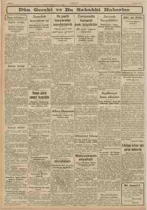  DE MA AM 16 Mart 1941 — Dün Geceki ve Bu Sahahki Efnberler Somalide İngiliz tebliği Tale H berekât İngiltere üzerinde plân