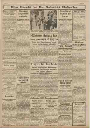  Sahife 2 i ale e $ Nisan 1941 ge Dün Geceki ve Bu Sahahki Haberler | Romada Amerikanın söylenilen mühim: bir nutuklar kararı