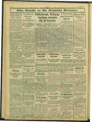  Sahife 2 | AEŞAM | 6 Mayıs 1941 © ERER İC Dün Geceki ve Bu Sahahki Haberler Yeminlerinde Hükümet, ihtiyaç 8. Roosevelt Alen