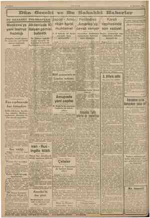     Sahife 2 AKŞAM : 10 Teşrinisani 1944 amm İ Dün Geceki ve Bu Sabahki Haberler O | Finlândiya Kareli Amerika'ya i cephesinde