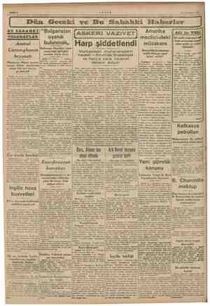  15 Tir AKŞAM Elnaberler Dün Geceki ve Bu S dc - Lİ Bulgaristan ASKERİ VAZİYET Amerika uyanık meclisindeki Amiral bulunmalı.