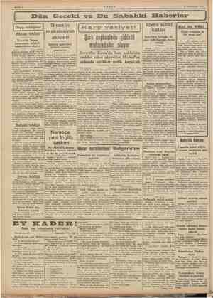    Bahife 2 AKŞAM . z 8 Kânunusani 1942 Dün Geceki ve Bu Sabahki Efabkerler Times'in makalesinin akisleri İspanya gazeteleri