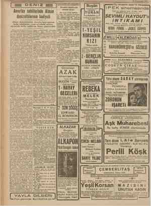    28 Könunusani 1942 E L NİZ —) Amerika sahillerinde Alman denizaltılar! denizaltılarının Alman nın faaliyeti Amerika kara