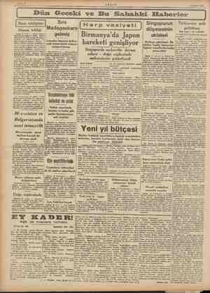    aki Sd ER Ri —i mi öğ YA A AŞ e A MA Mala a çen ÇAEŞAM 13 Şubat 1942 i o Dün Geceki ve Bu Sabahki Haberler | Singapurun |