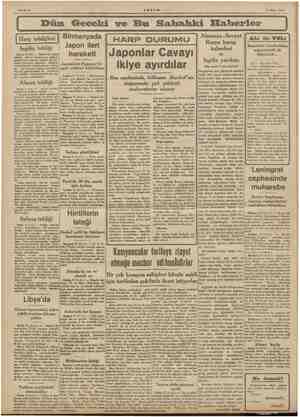  Sahife 2 AEŞAM 9 Mart 1942 | Dün Geceki ve Bu Sabahki Elfaberler İ İ Al -Sovyet Birmanyada ( HARP DURUMU | “kere i İngiliz