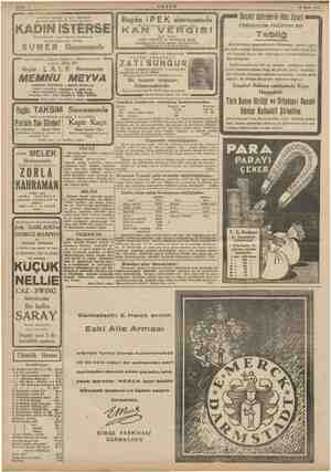    Bahife £ > gorumm: — e . e) | Na A De Ml gar | Bugün iPEK sinemasında | 26 Eylül 1942 Resmi dairelerin ilân işleri mma...