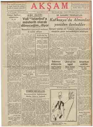  İaşe görüşmek üzere Ankara'da muhtelif SALI 20 Teşrinievvel 1942 iAŞE iŞLERİ Vali “Istanbul'a se» müsterih olarak Türkiye -