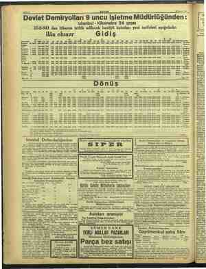  Sahife 4 LİLLE Devlet Demiryolları 9 uncu işletme Müdürlüğünden : stanbul - Kilometre 24 arası 27-5-943 den itibaren tatbik
